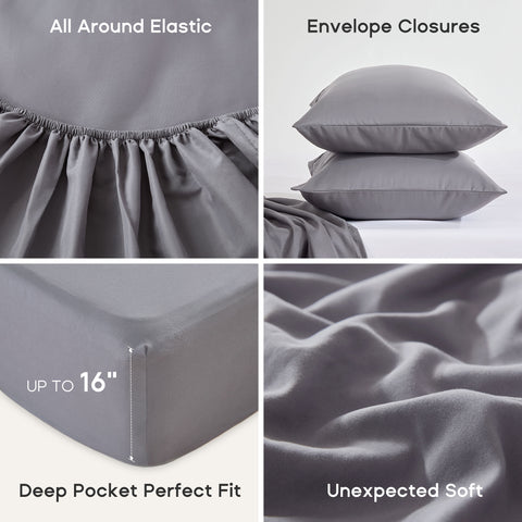 Sonive Bed Sheet Sets, Ultra Soft Breathable Luxury 3-4 Piece